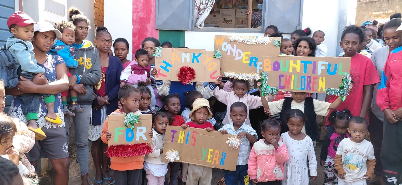 The children showed their gratitude by writing "Thank you Bountiful Children's Foundation for this wonderful year!"
